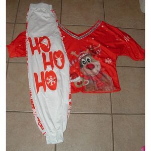 NEW NWOT Sz Medium Christmas Holiday Pants & Rudolph Top 2 Pc Lounge Pajama Set